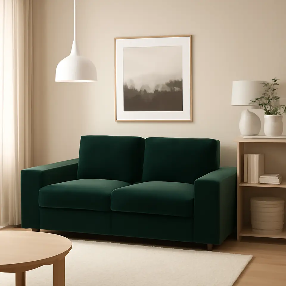 Møbelmontering VIMLE 2-pers. sofa, med brede armlæn/Djuparp mørkegrøn | Professionel Møbelmontør