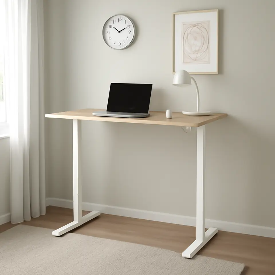 Møbelmontering TROTTEN Skrivebord hæve/sænke, beige/hvid, 120×70 cm | Få et tilbud i dag