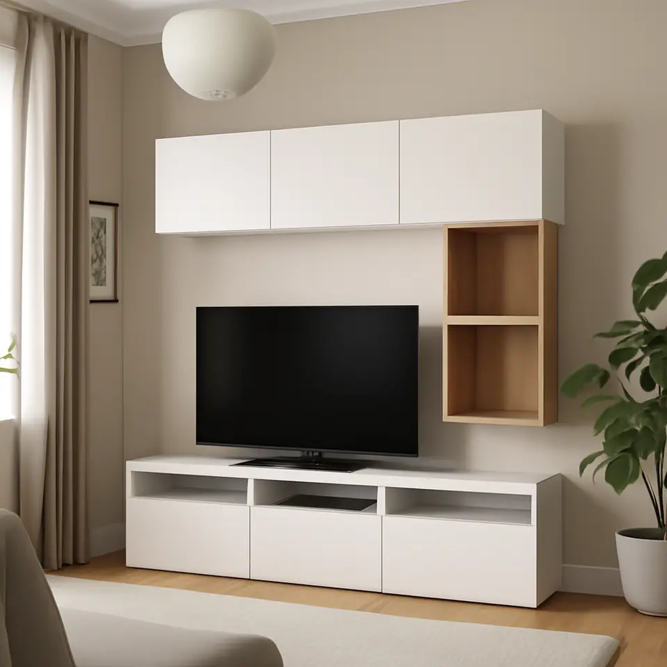Møbelmontering BESTÅ / EKET Tv-bord, hvid/Lappviken hvid, 180x42x166 cm | Få et tilbud i dag