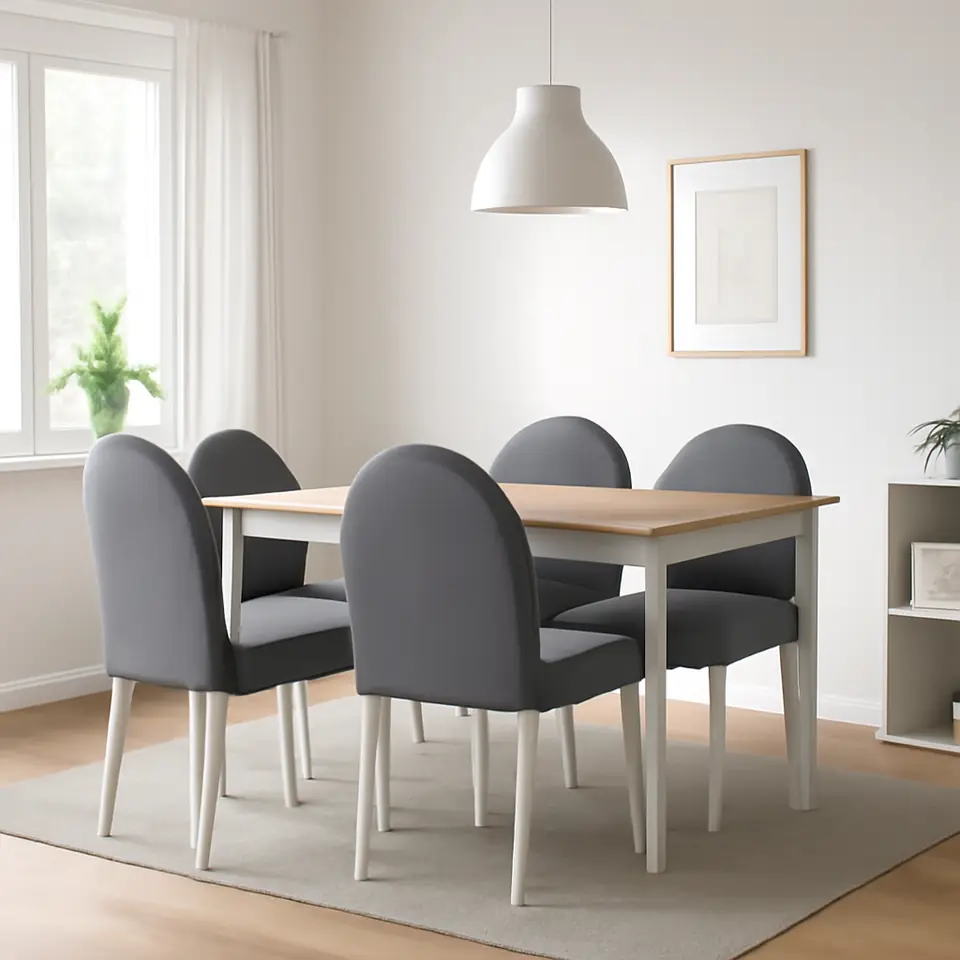Møbelmontering DANDERYD / DANDERYD Bord og 4 stole, egetræsfiner hvid/Vissle grå, 130×80 cm | Fast Pris i Storkøbenhavn