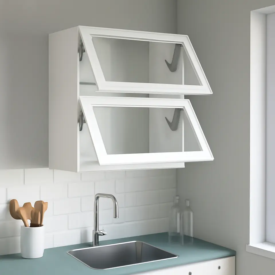 Møbelmontering METOD Horisontalt vægskab m 2 vitrinelåge, hvid/Hejsta hvidt, klart glas, 60×80 cm | Billig & Hurtig i København
