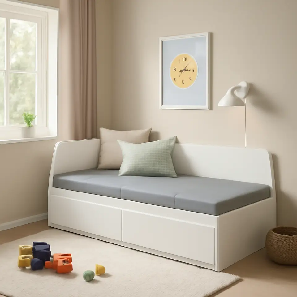Møbelmontering FLEKKE Sovesofa 2 skuffer/2 madrasser, hvid/Ågotnes fast, 80×200 cm | Få et tilbud i dag