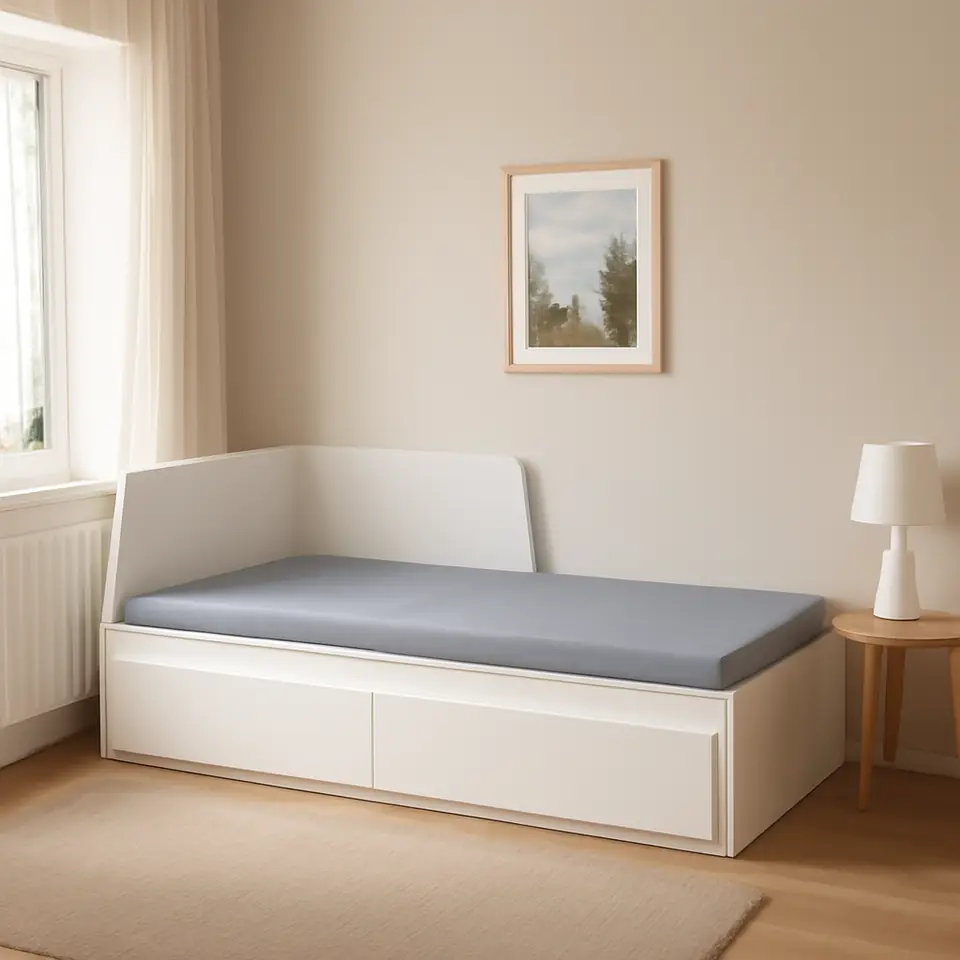 Møbelmontering FLEKKE Sovesofa 2 skuffer/2 madrasser, hvid/Ågotnes fast, 80×200 cm | Fast Pris i Storkøbenhavn