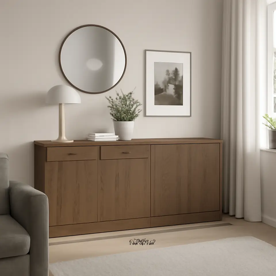 Møbelmontering TONSTAD Opbevaringskombination, brun egetræsfiner med bejdse, 202x47x90 cm | Fast Pris i Storkøbenhavn