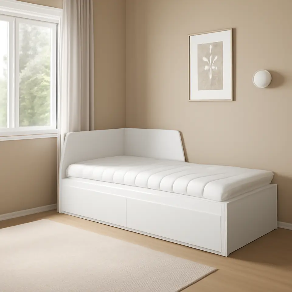 Møbelmontering FLEKKE Sovesofa 2 skuffer/2 madrasser, hvid/Åfjäll fast, 80×200 cm | Samling af Møbler i Rødovre & Kbh