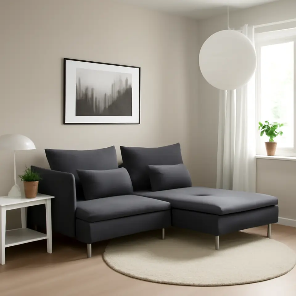 Møbelmontering SÖDERHAMN 3-pers. sofa, med åben ende/Gunnared mellemgrå | Professionel Møbelmontør