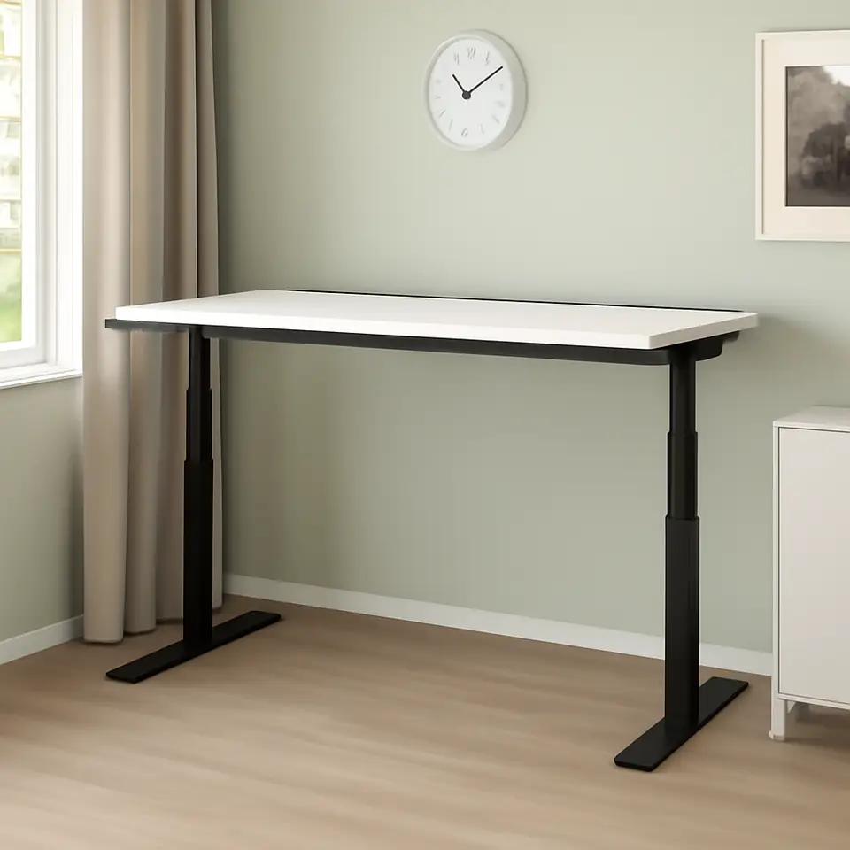 Møbelmontering MITTZON Skrivebord hæve/sænke, elektrisk hvid/sort, 160×60 cm | Få et tilbud i dag