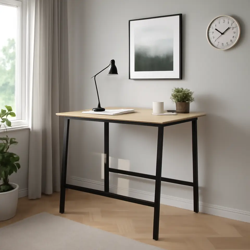 Møbelmontering MITTZON Konferencebord, birketræsfiner/sort, 140x108x105 cm | Professionel Møbelmontør