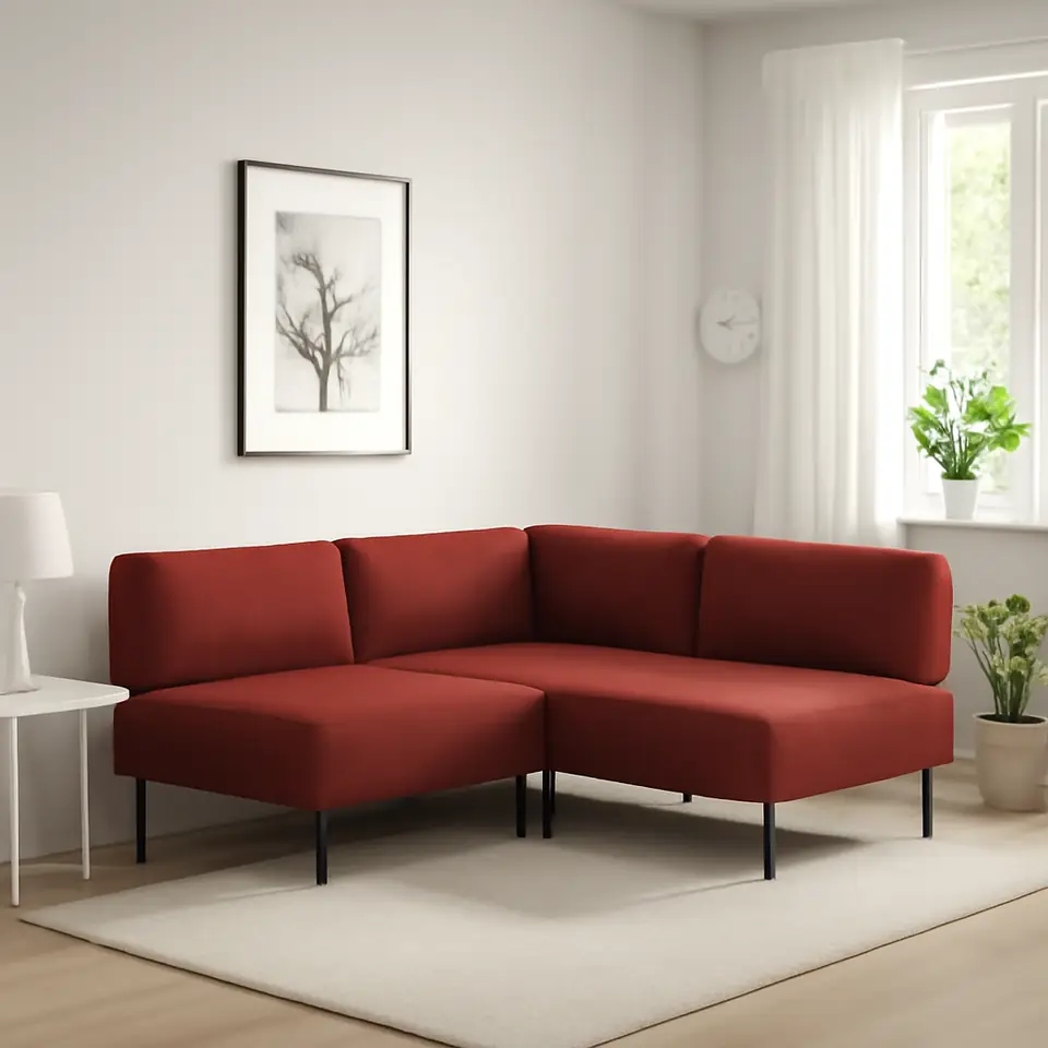 Møbelmontering LILLEHEM Modulopbygget hjørnesofa, 2-pers., Gunnared/rødbrun metal | Få et tilbud i dag