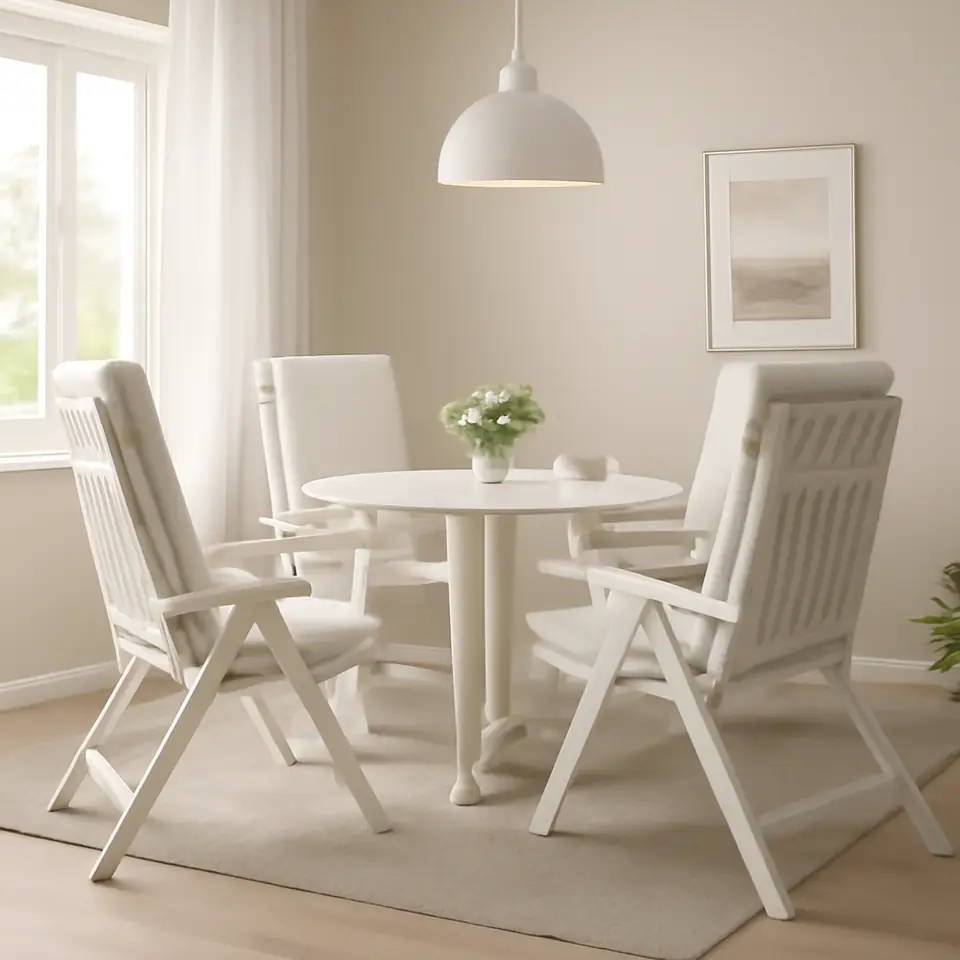 Møbelmontering BONDHOLMEN Bord+4 hvilestole, ude, hvid/beige/Frösön/Duvholmen beige | Fast Pris i Storkøbenhavn