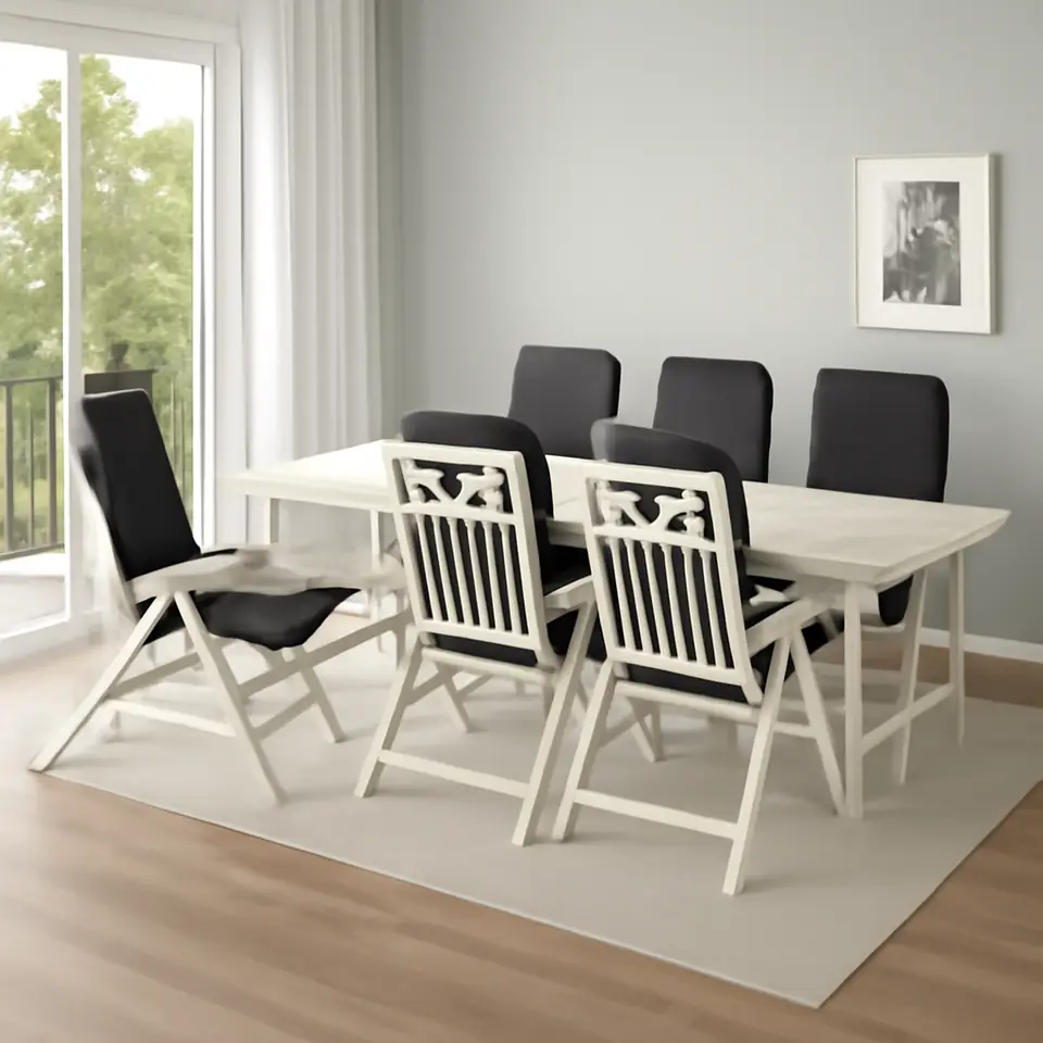 Møbelmontering BONDHOLMEN Bord+6 hvilestole, ude, hvid/beige/Järpön/Duvholmen antracit | Samling af Møbler i Rødovre & Kbh