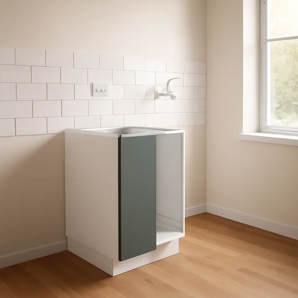 Møbelmontering METOD Underskab til vask, hvid/Nickebo mat grå-grøn, 60×60 cm | Fast Pris i Storkøbenhavn