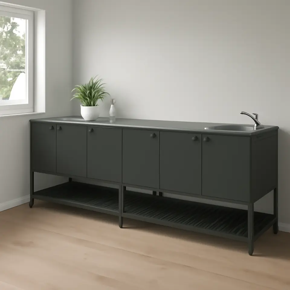 Møbelmontering BÅTSKÄR Udekøkken med vask, mørkegrå, 240×60 cm | Billig & Hurtig i København