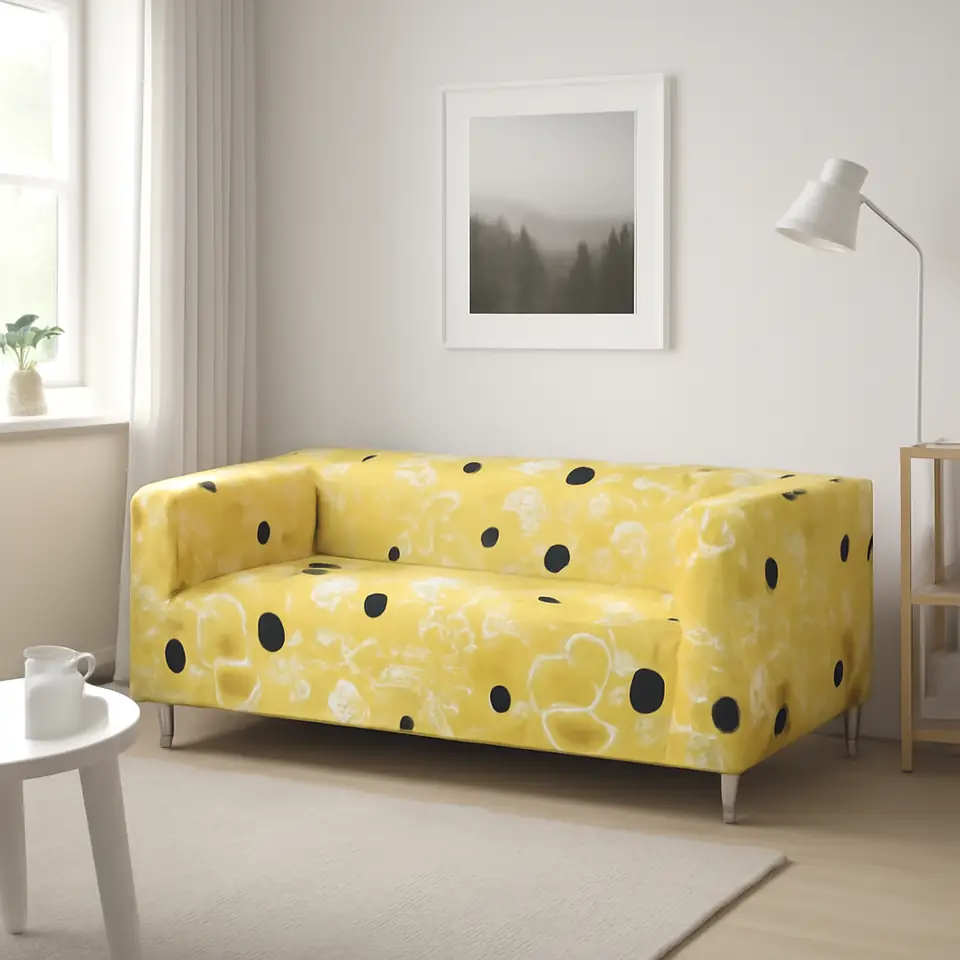 Møbelmontering KLIPPAN 2-pers. sofa, Tingetorp gul/hvid/blomstermønster | Billig & Hurtig i København