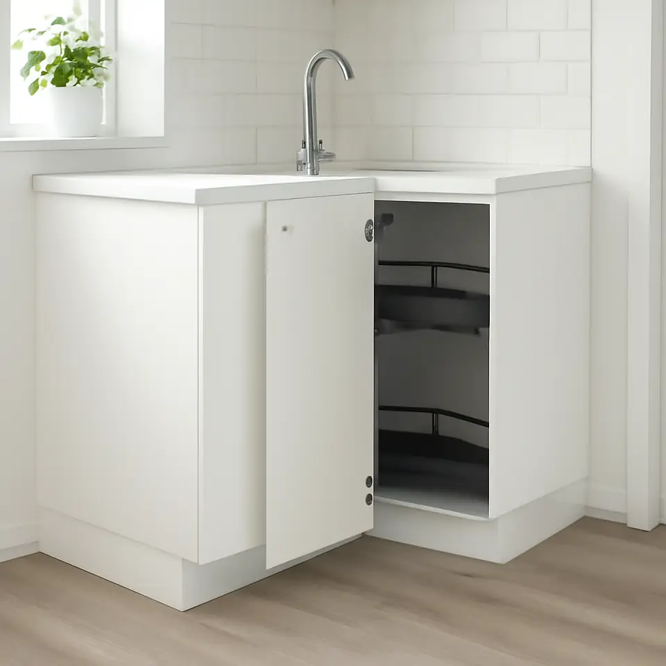 Møbelmontering METOD Hjørneunderskab med karrusel, hvid/Vallstena hvid, 88×88 cm | Fast Pris i Storkøbenhavn
