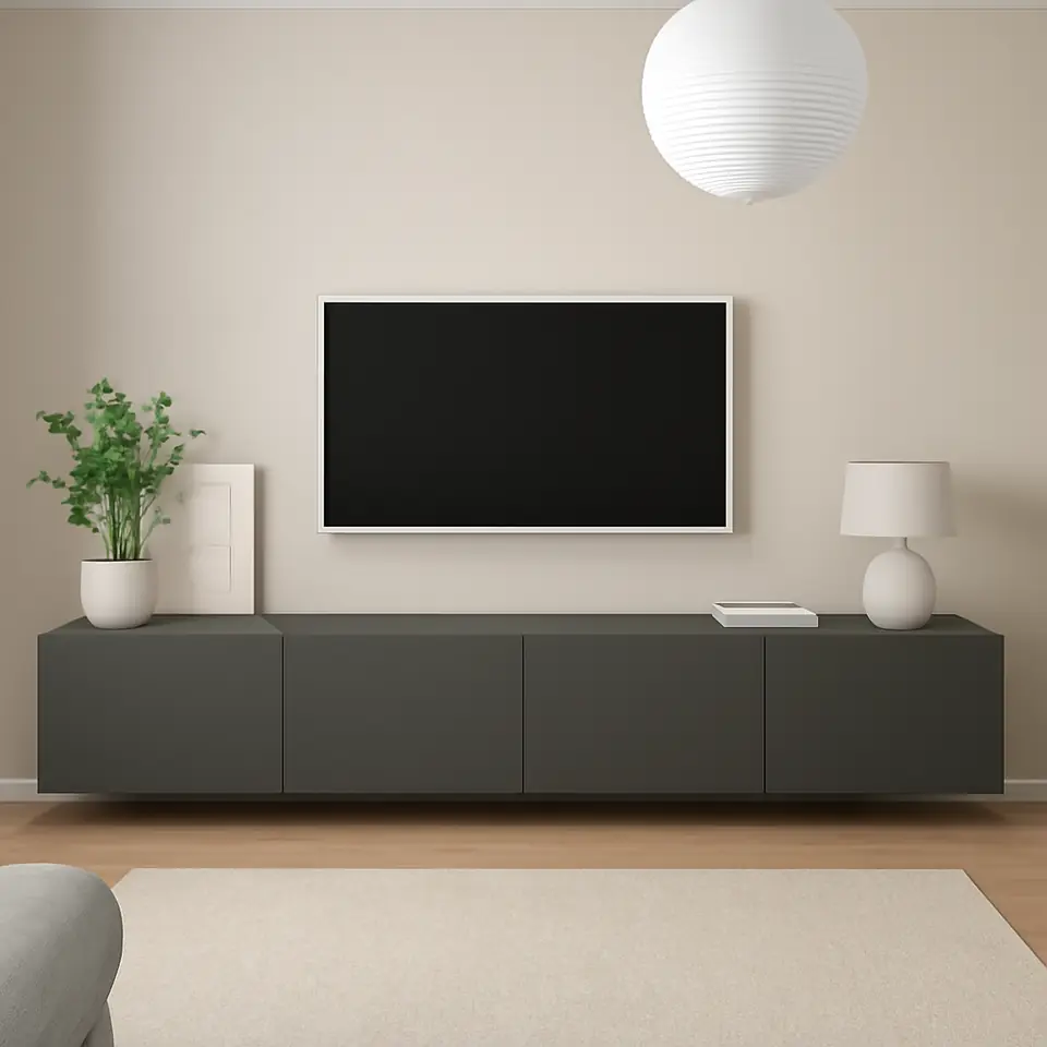 Møbelmontering BESTÅ Tv-bord med låger, mørkegrå/Lappviken mørkegrå, 240x42x38 cm | Billig & Hurtig i København