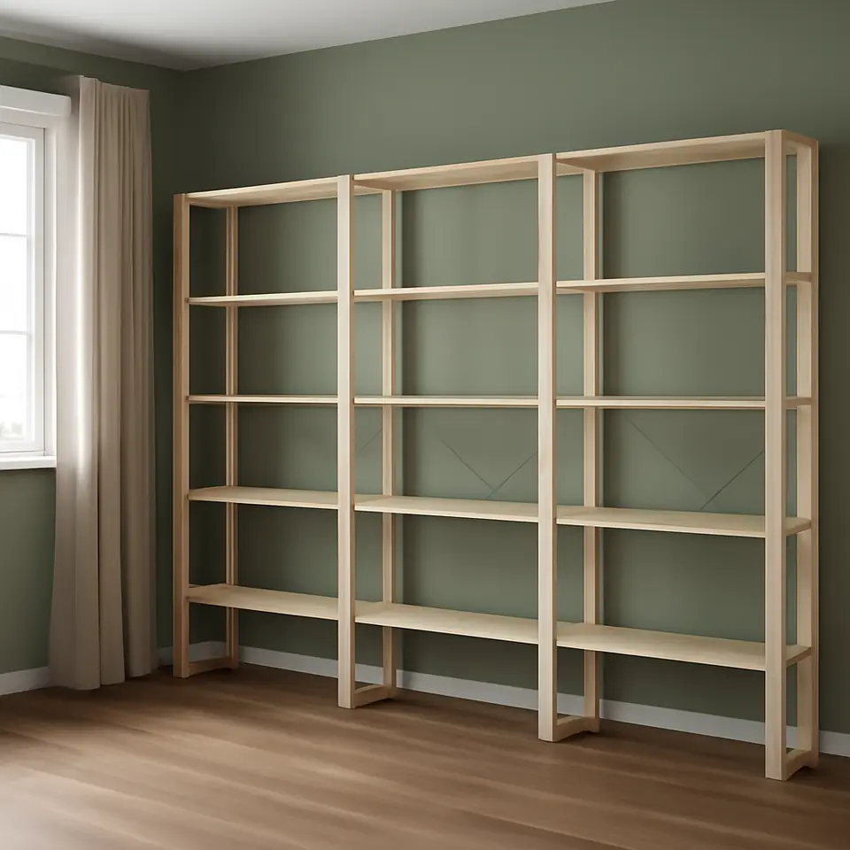 Møbelmontering HEJNE 4 sektioner/hylder, nåletræ, 307x31x171 cm | Professionel Møbelmontør