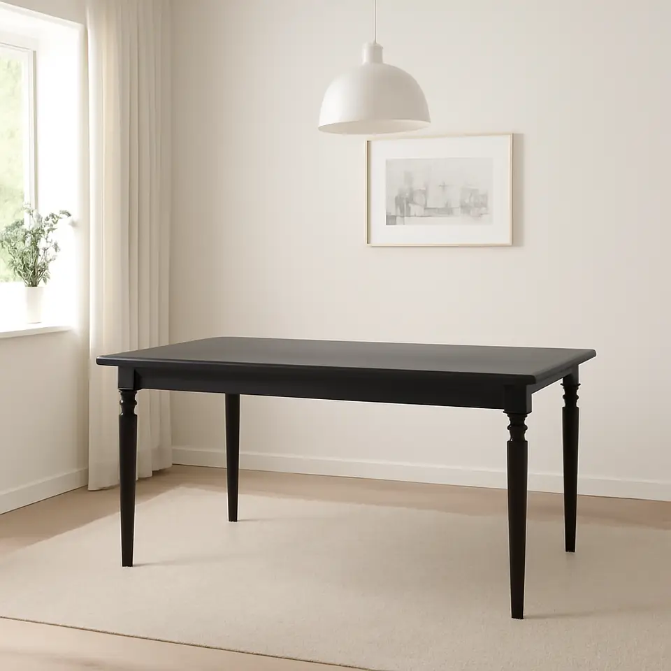 Møbelmontering INGATORP Bord med udtræk, sort, 155/215×87 cm | Fast Pris i Storkøbenhavn