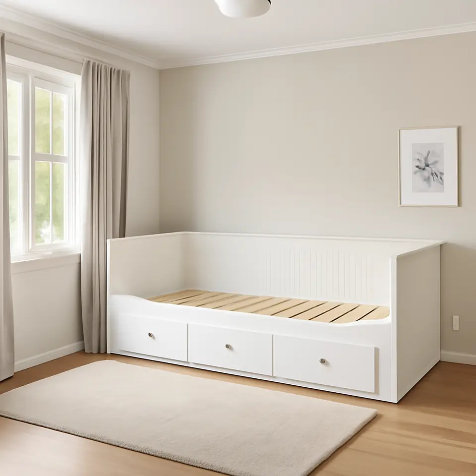 Møbelmontering HEMNES Sengestel, sovesofa, med 3 skuffer, hvid, 80×200 cm | Fast Pris i Storkøbenhavn