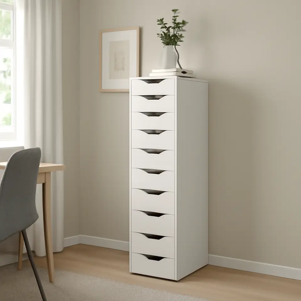 Møbelmontering ALEX Kommode med 9 skuffer, hvid, 36×116 cm | Fast Pris i Storkøbenhavn