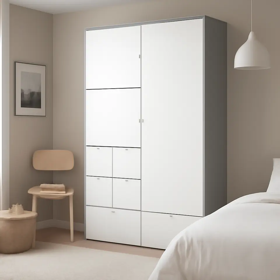 Møbelmontering VISTHUS Garderobeskab, grå/hvid, 122x59x216 cm | Billig & Hurtig i København