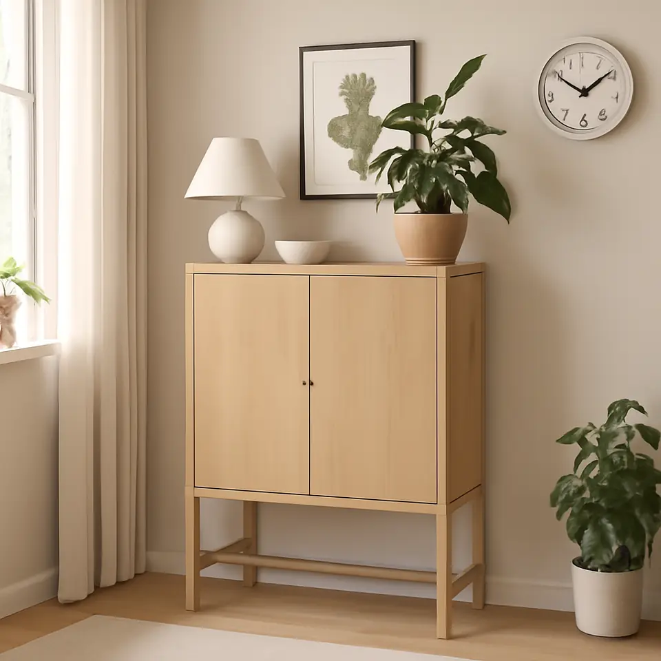 Møbelmontering STOCKHOLM 2025 Skab med 2 låger, egetræsfiner, 80x40x126 cm | Fast Pris i Storkøbenhavn