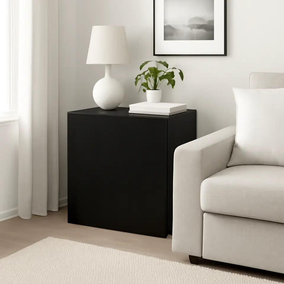 Møbelmontering BESTÅ Reol med låge, sortbrun/Lappviken sortbrun, 60x42x64 cm | Professionel Møbelmontør