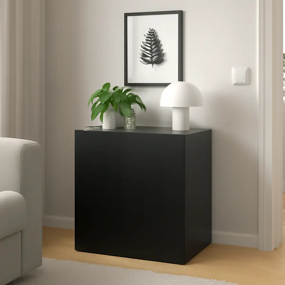 Møbelmontering BESTÅ Reol med låge, sortbrun/Lappviken sortbrun, 60x42x64 cm | Billig & Hurtig i København