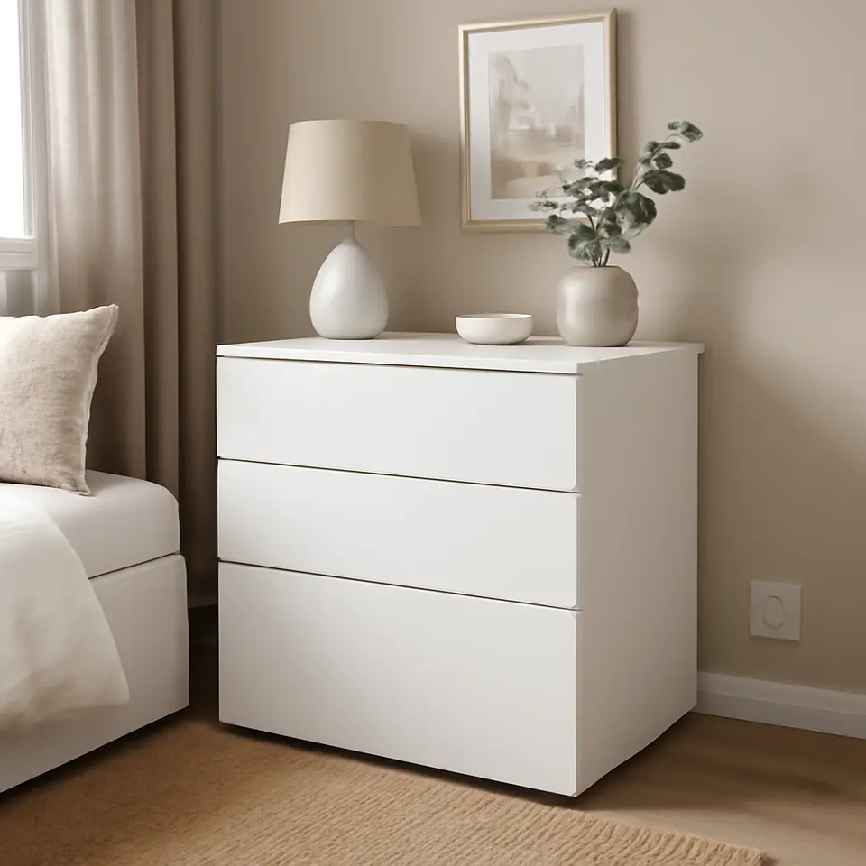 Møbelmontering SMÅSTAD / PLATSA Kommode 3 skuffer, hvid/hvid, 60x57x63 cm | Professionel Møbelmontør
