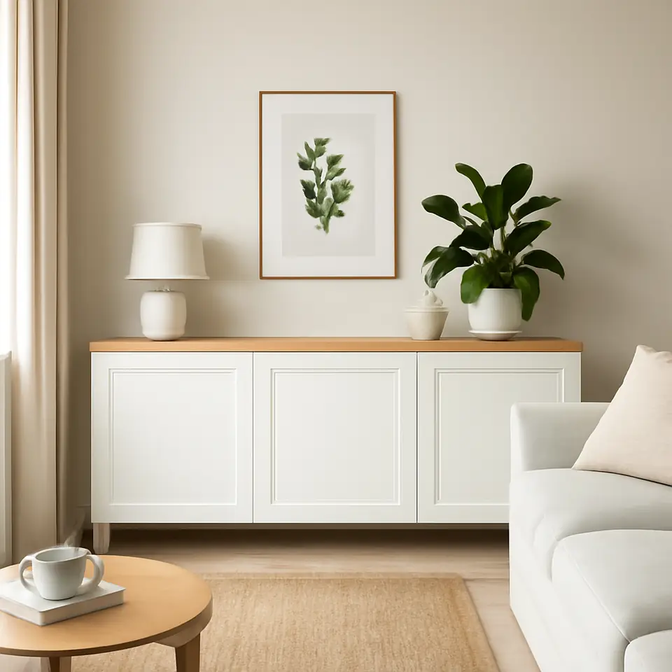 Møbelmontering BESTÅ Opbevaring med låger, hvid/Smeviken/Kabbarp hvid, 180x42x76 cm | Professionel Møbelmontør