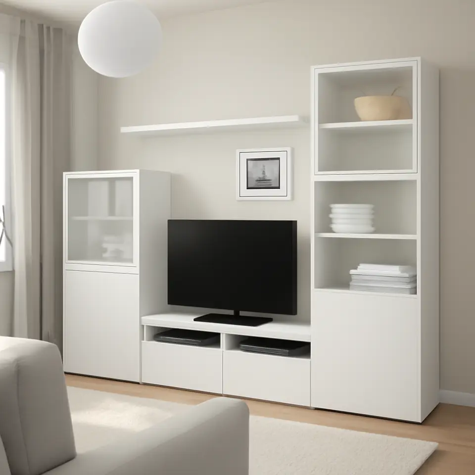 Møbelmontering BESTÅ / LACK Tv-møbel, kombination, hvid, 240x42x193 cm | Professionel Møbelmontør