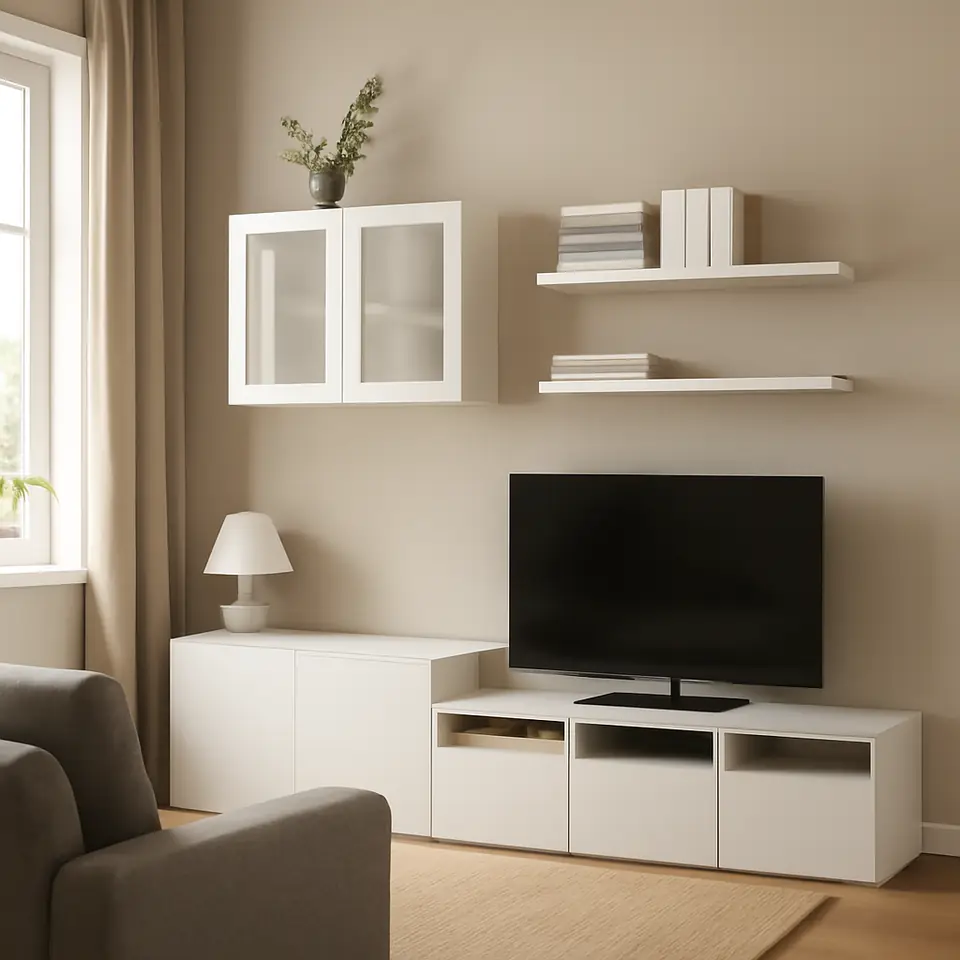 Møbelmontering BESTÅ / LACK Tv-møbel, kombination, hvid, 300x42x195 cm | Få et tilbud i dag