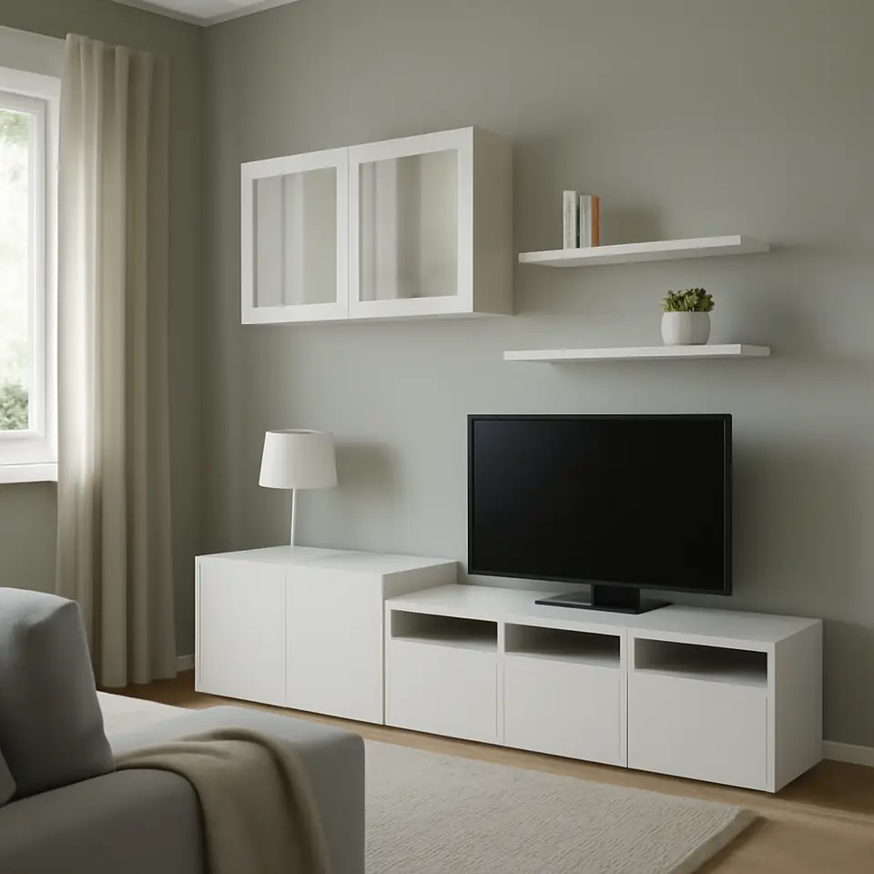 Møbelmontering BESTÅ / LACK Tv-møbel, kombination, hvid, 300x42x195 cm | Professionel Møbelmontør