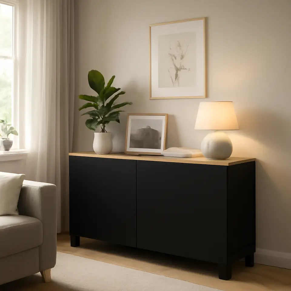 Møbelmontering BESTÅ Opbevaring med låger, sortbrun/Lappviken/Stubbarp sortbrun, 120x42x76 cm | Billig & Hurtig i København