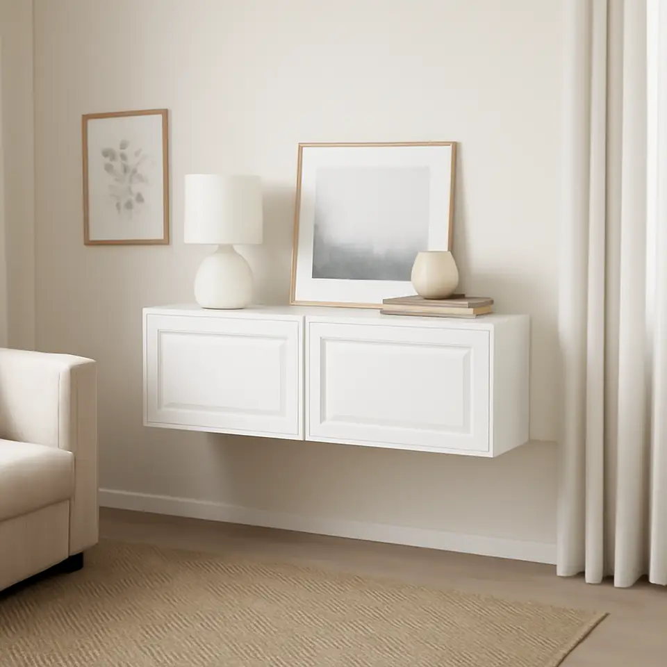 Møbelmontering BESTÅ Reol med døre, hvid/Smeviken hvid, 120x42x38 cm | Samling af Møbler i Rødovre & Kbh