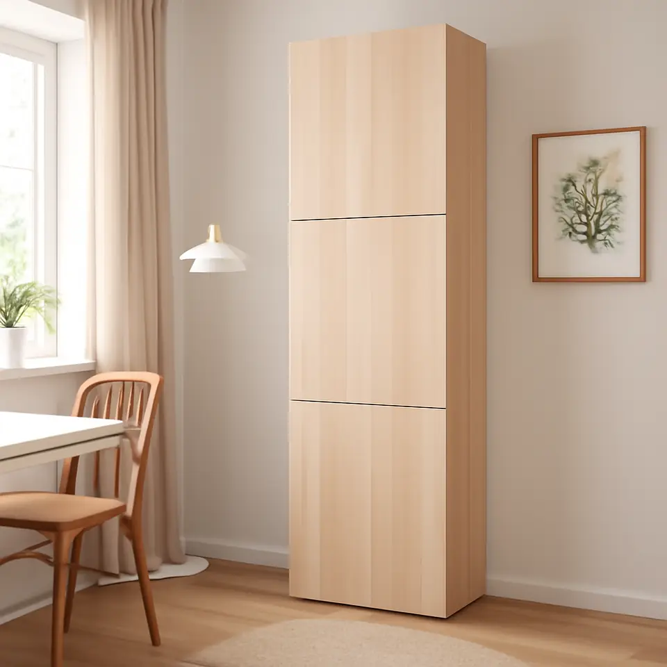 Møbelmontering BESTÅ Reol med døre, egetræsmønster med hvid bejdse/Lappviken egetræsmønster med hvid bejdse, 60x42x193 cm | Samling af Møbler i Rødovre & Kbh