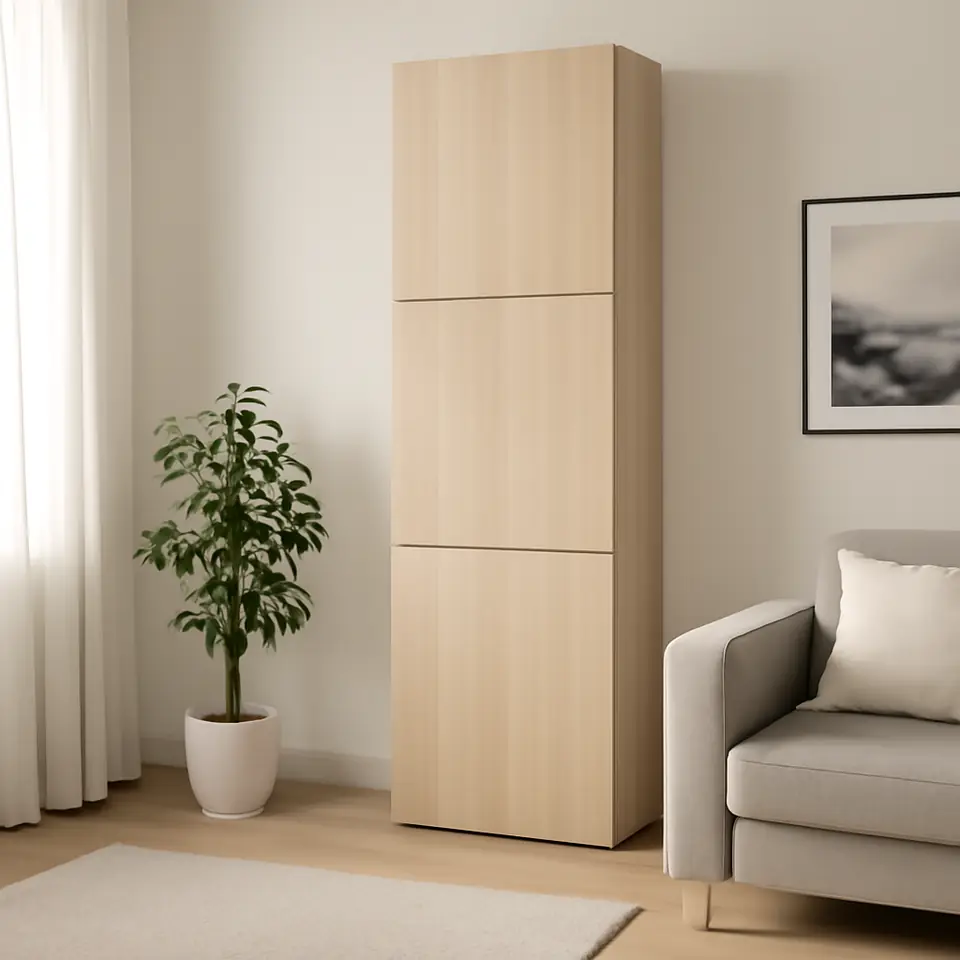 Møbelmontering BESTÅ Reol med døre, egetræsmønster med hvid bejdse/Lappviken egetræsmønster med hvid bejdse, 60x42x193 cm | Få et tilbud i dag