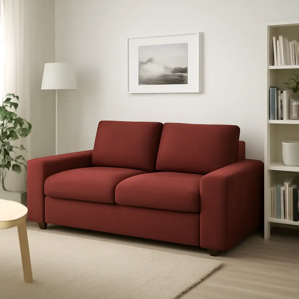 Møbelmontering VIMLE 2-pers. sofa, med brede armlæn/Lejde rød/brun | Billig & Hurtig i København