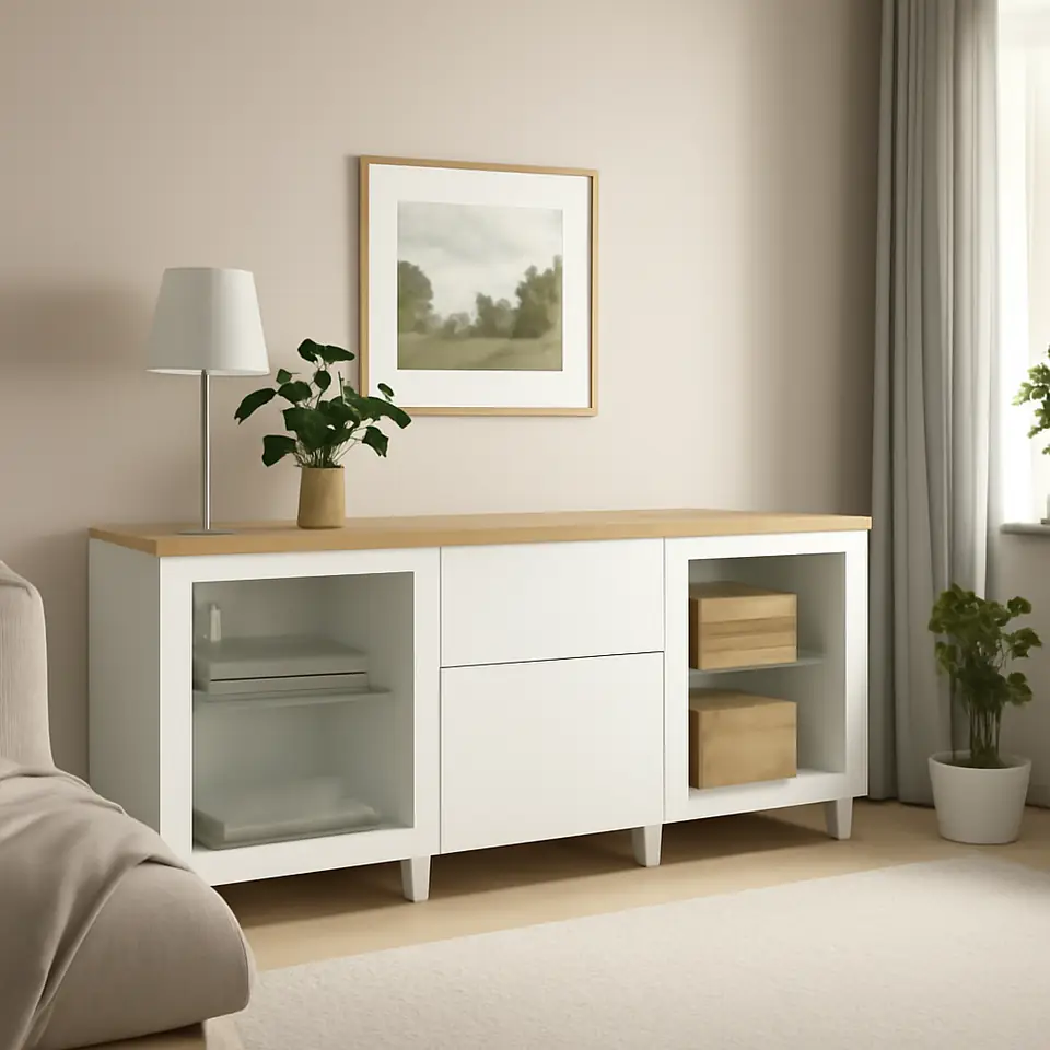 Møbelmontering BESTÅ Opbevaring med skuffer, Sindvik hvid/Lappviken/Stubbarp hvid, 180x42x76 cm | Fast Pris i Storkøbenhavn