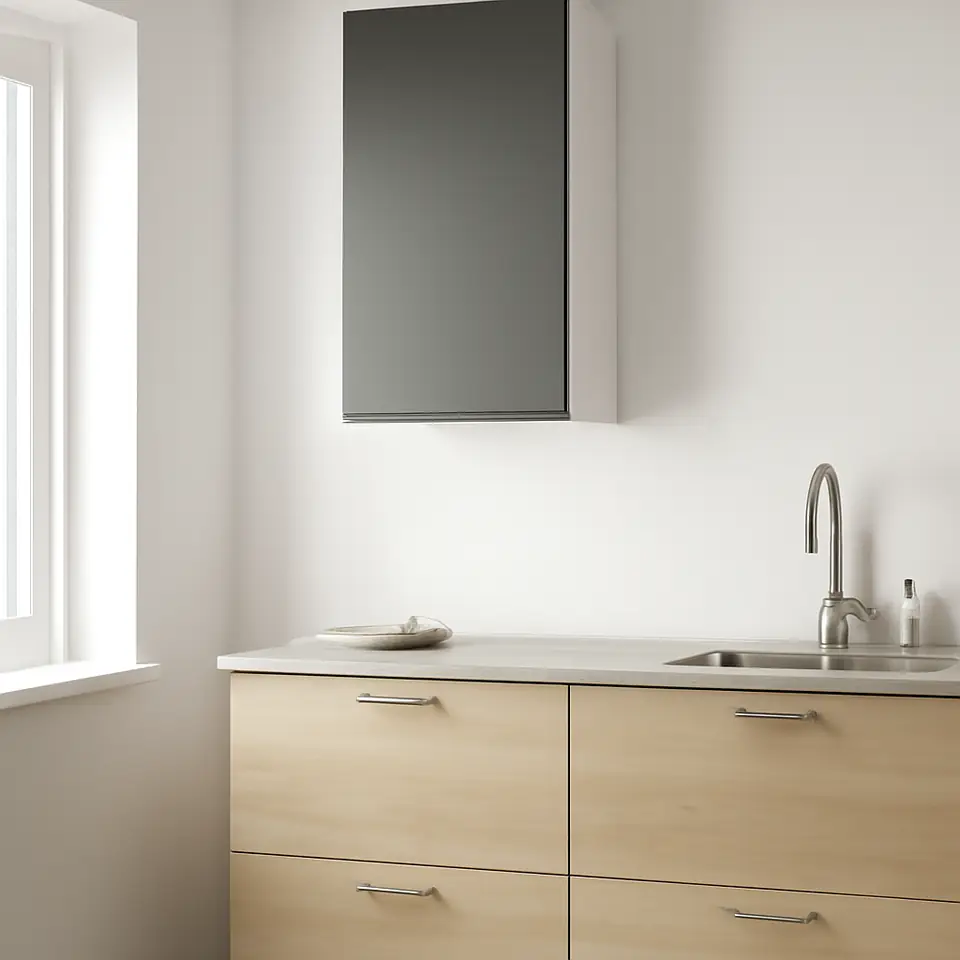 Møbelmontering METOD Vægskab med hylder/2 låger, hvid/Voxtorp mørkegrå, 40×100 cm | Professionel Møbelmontør
