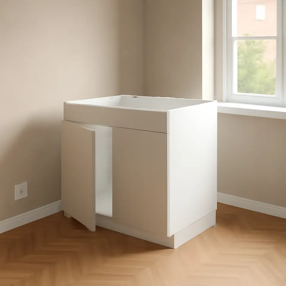 Møbelmontering METOD Underskab HAVSEN dobbeltvask, hvid/Havstorp beige, 80×60 cm | Få et tilbud i dag