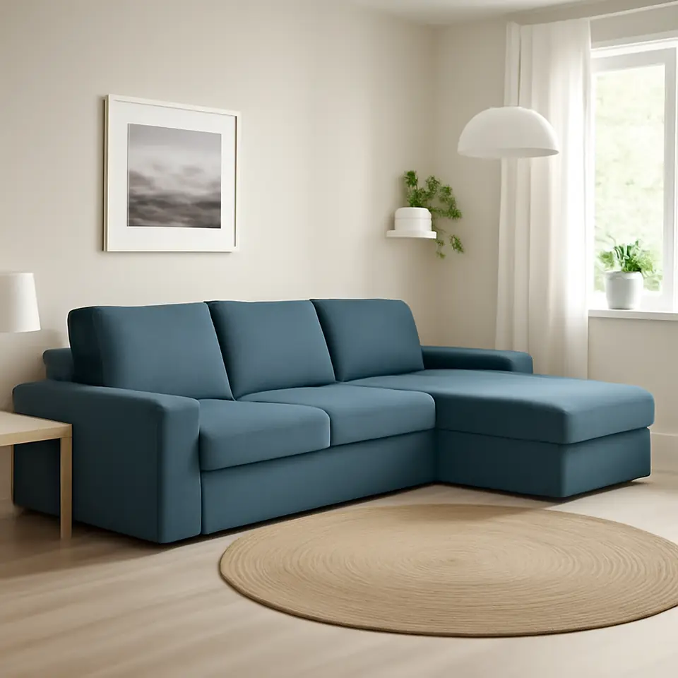 Møbelmontering KIVIK 3-pers. sofa med chaiselong, Tallmyra blå | Fast Pris i Storkøbenhavn