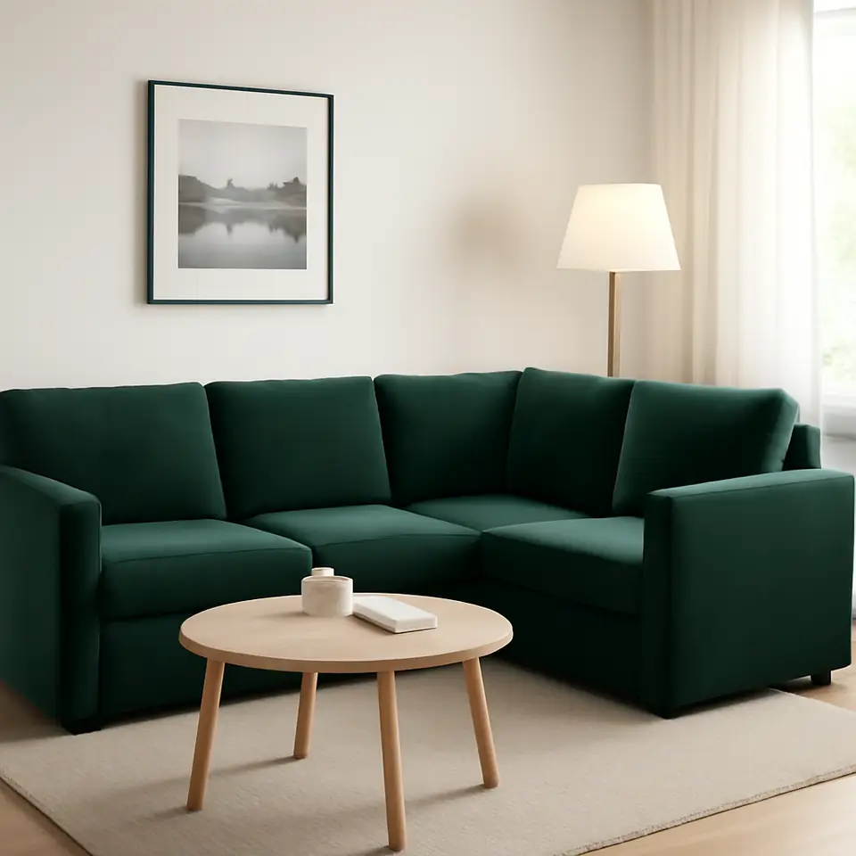 Møbelmontering VIMLE Betræk til hjørnesofa, 4-pers., med brede armlæn/Djuparp mørkegrøn | Fast Pris i Storkøbenhavn