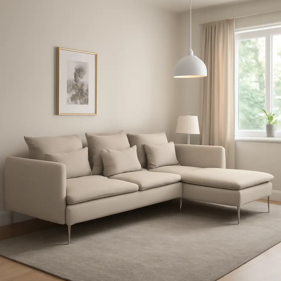 Møbelmontering SÖDERHAMN 4-pers. sofa med chaiselong, Fridtuna lys beige | Få et tilbud i dag