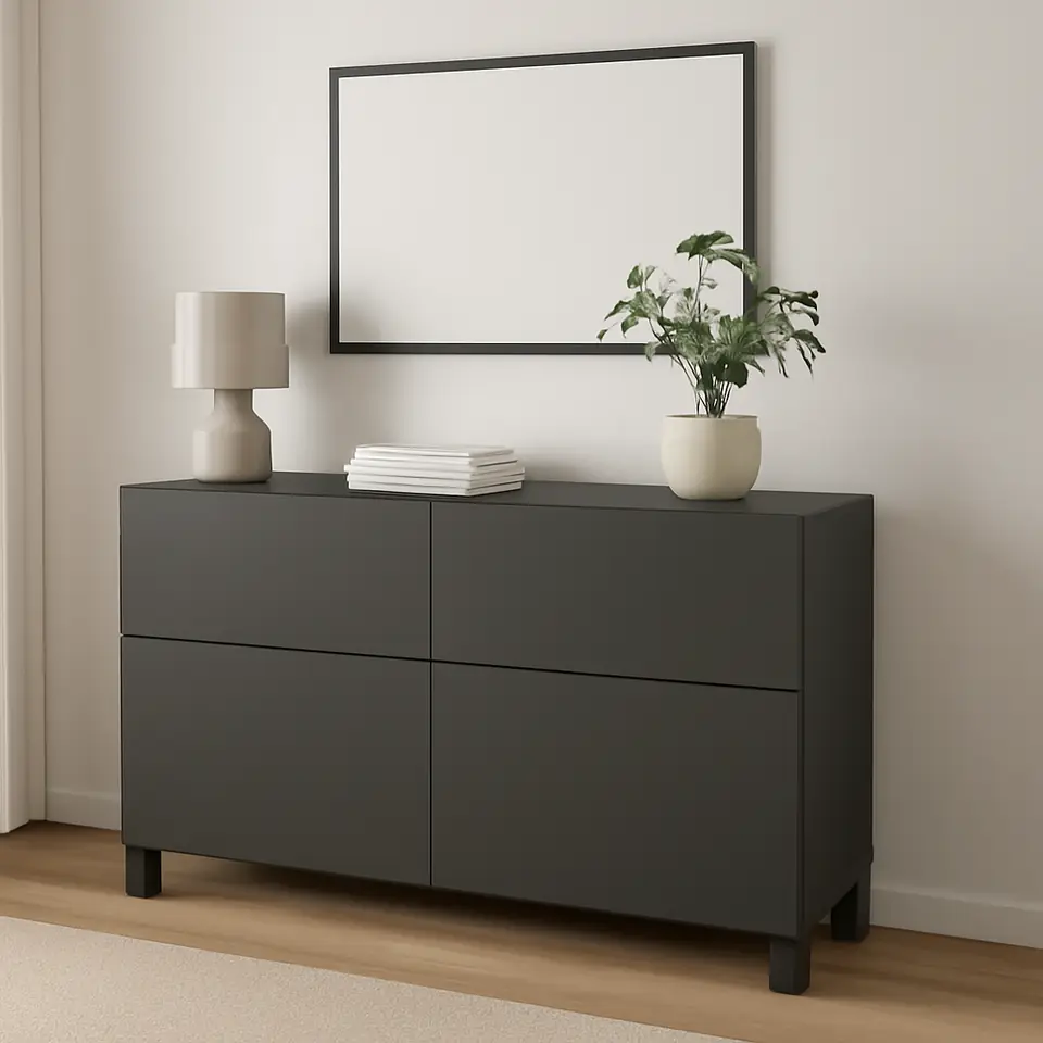 Møbelmontering BESTÅ Opbevaringskom låger/skuffer, mørkegrå/Lappviken/Stubbarp mørkegrå, 120x42x74 cm | Få et tilbud i dag