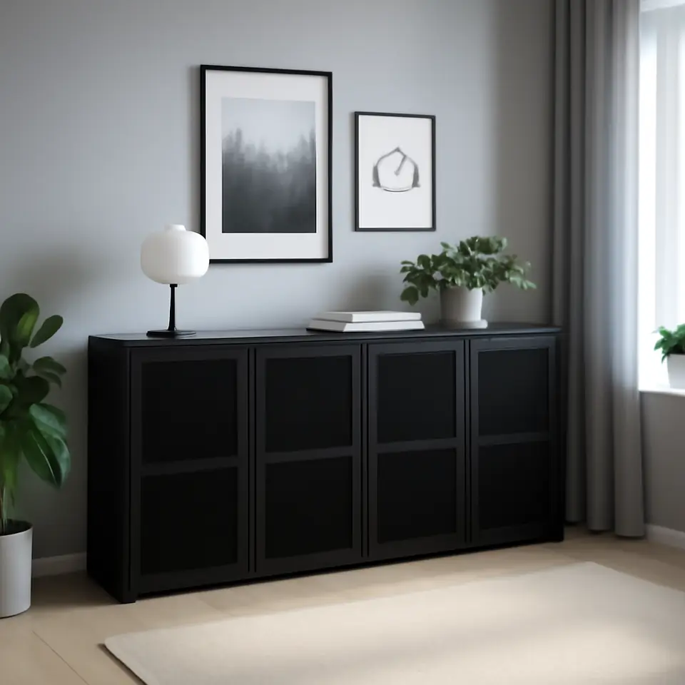 Møbelmontering IVAR Skab med låger, sort net, 160x30x83 cm | Samling af Møbler i Rødovre & Kbh