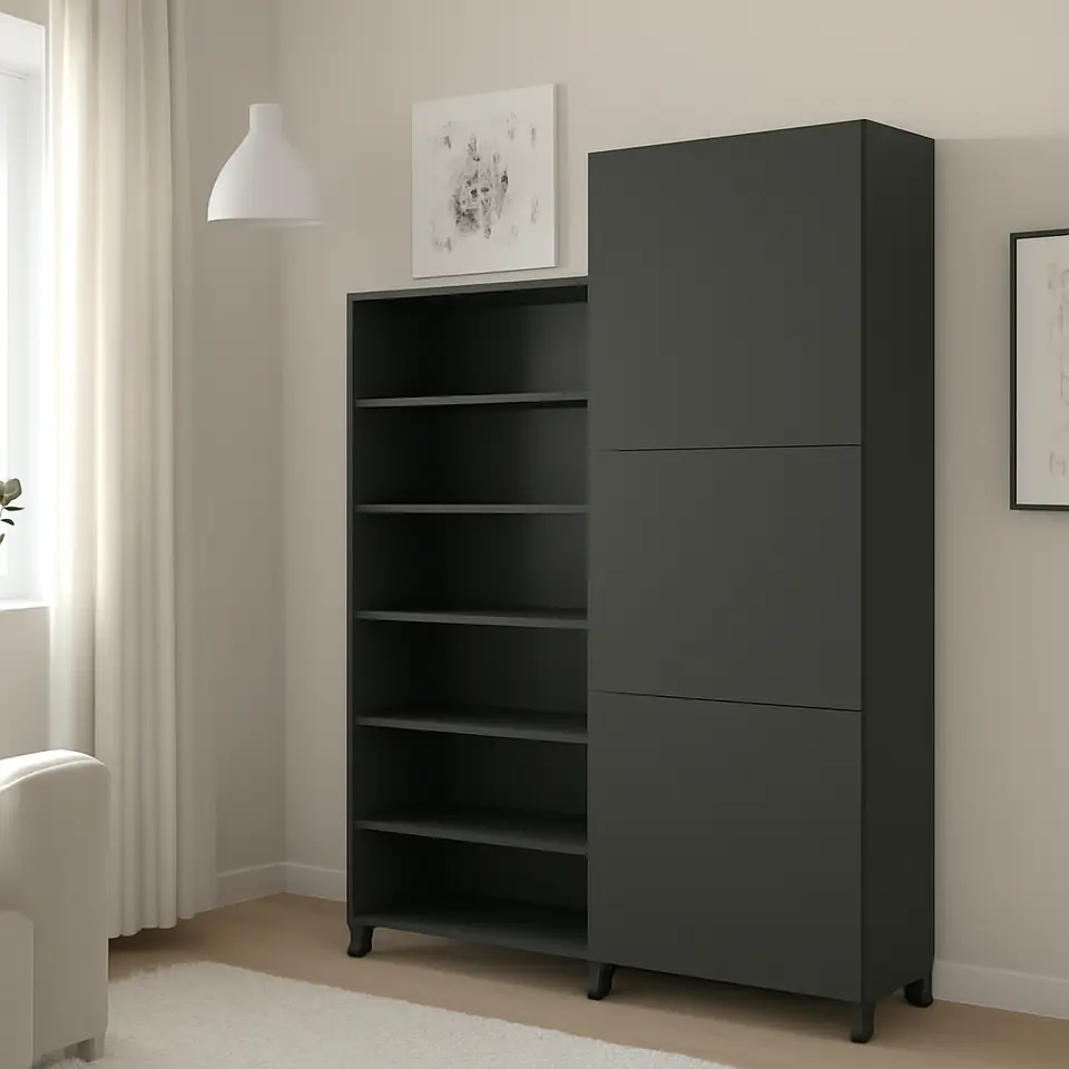 Møbelmontering BESTÅ Opbevaring med låger, mørkegrå/Lappviken/Stubbarp mørkegrå, 120x42x202 cm | Samling af Møbler i Rødovre & Kbh