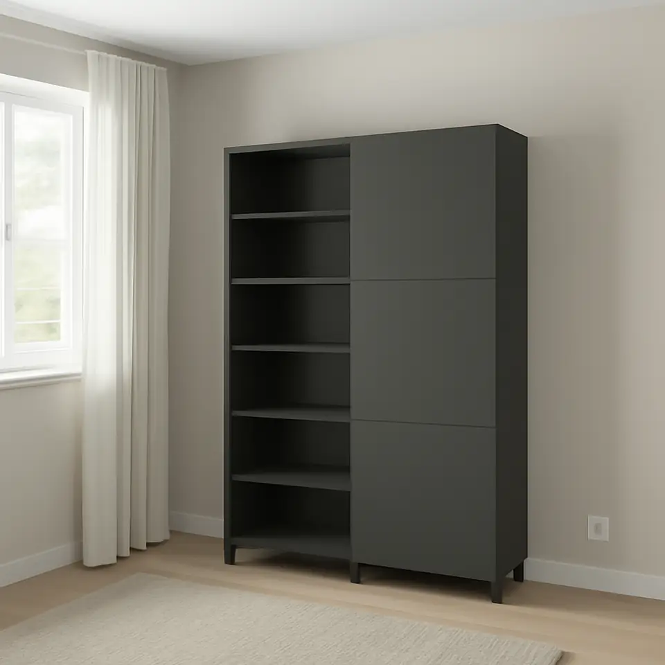 Møbelmontering BESTÅ Opbevaring med låger, mørkegrå/Lappviken/Stubbarp mørkegrå, 120x42x202 cm | Samling af Møbler i Rødovre & Kbh
