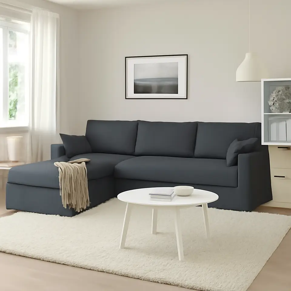 Møbelmontering HYLTARP 3-per. sofa med chaiselong, venstre, Gransel grå | Fast Pris i Storkøbenhavn