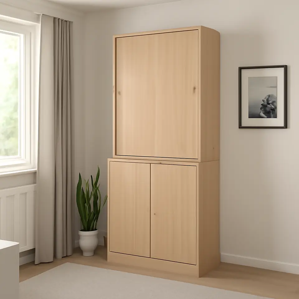 Møbelmontering TONSTAD Opbevaring med skydedøre, egetræsfiner, 82x47x201 cm | Billig & Hurtig i København